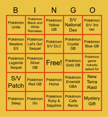 Pokémon Presents Feb 2023 Bingo Card