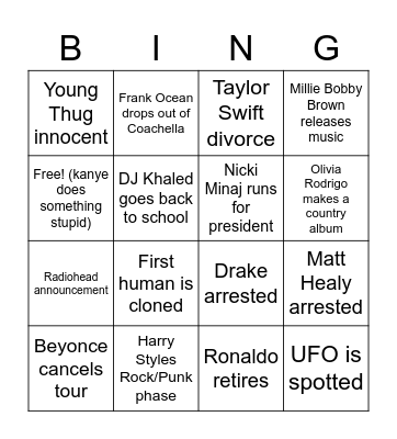 2023 bingo Card