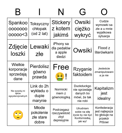 Buła Bingo Card