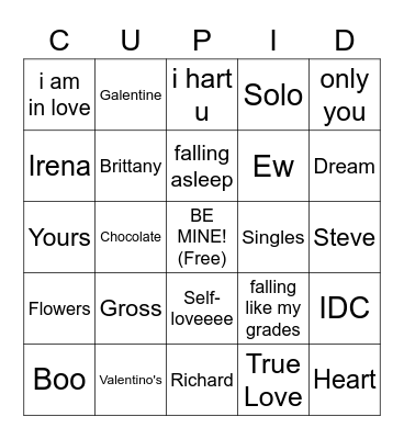 Valentine's BINGO Card