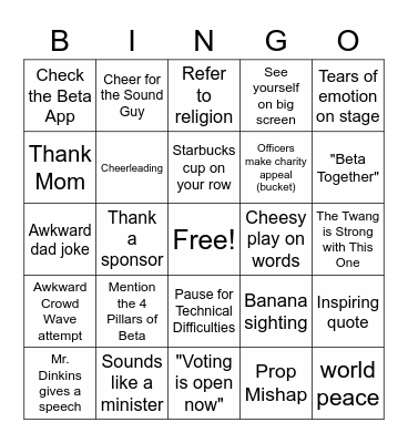 General Session Bingo Card