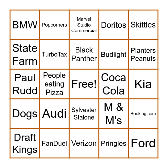 Commercial Bingo Card