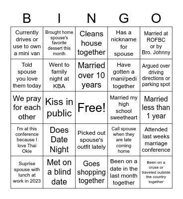 ROFBC Marriage Bingo Card