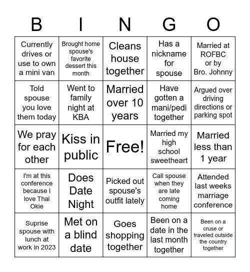 ROFBC Marriage Bingo Card