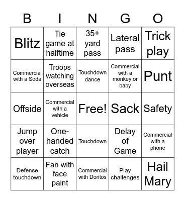 Football Bingo Card