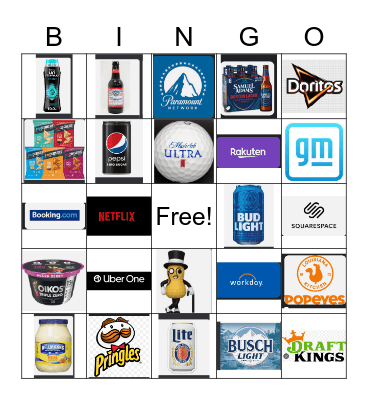 Super Bowl Commercials 2023 Bingo Card