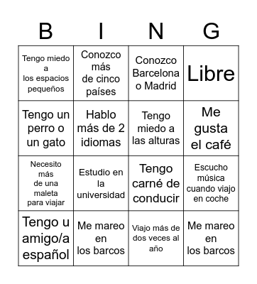 Busco a alguien que Bingo Card