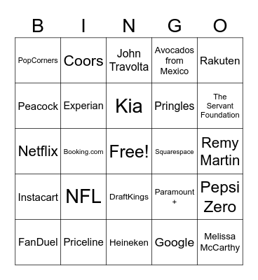 Super Bowl 2023 Bingo Card