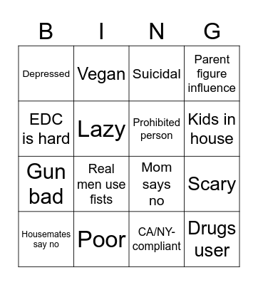 No gun? Bingo Card