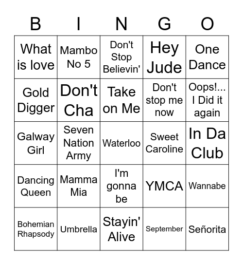 AND Music Bingo Card