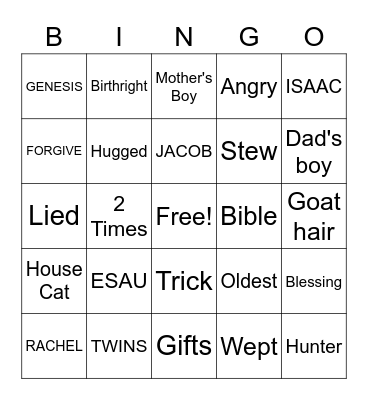 FORGIVENESS Bingo Card