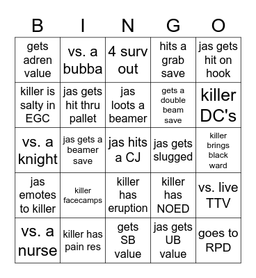 DBD BINGO W/ ALLTHATJASSS Bingo Card