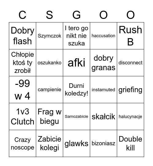 CieSGOł Bingo Card
