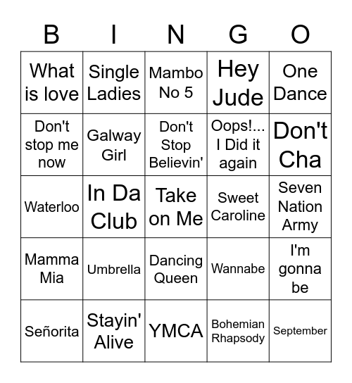 AND Music Bingo Card