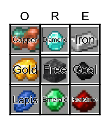 Minecraft Mining Bingo Card