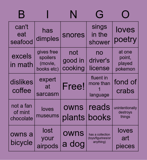 how similar are you to namjoon? Bingo Card