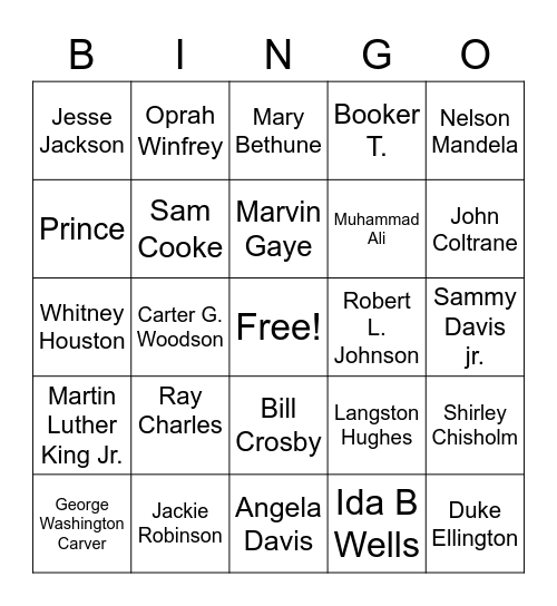 Black History Month Bingo Card