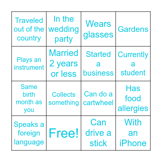 Shelli's Shower Bingo Card