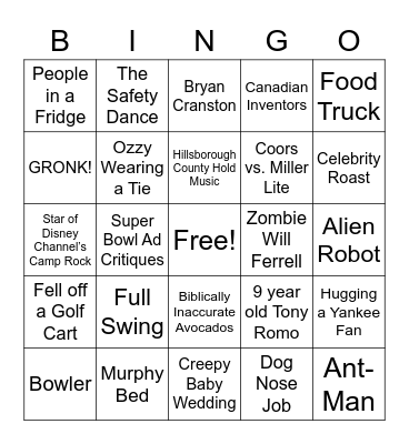 Super Bowl Bingo! Bingo Card