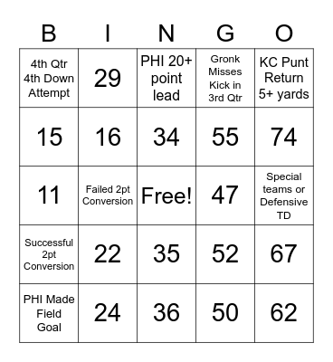 Number Bingo 1-75 Bingo Card