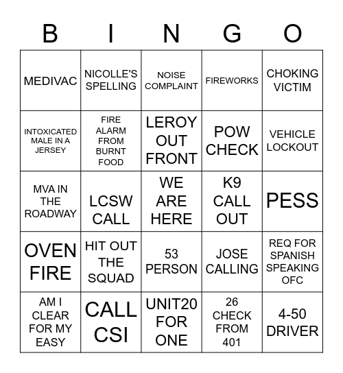 SuperBowl 2023 Dispatch Bingo Card