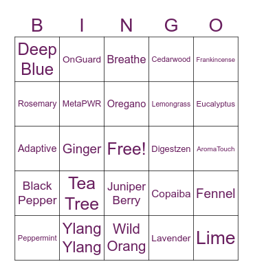 doTERRA BINGO Card
