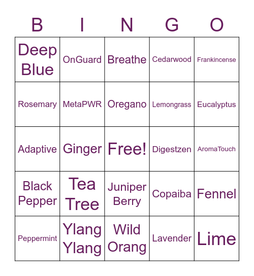doTERRA BINGO Card