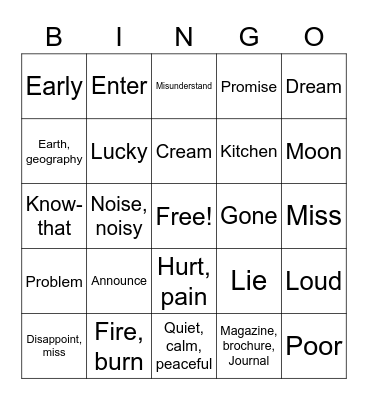 Lesson 12 Review Bingo Card