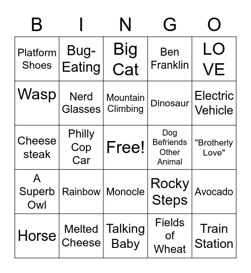 Superbowl Commercial Bingo Card