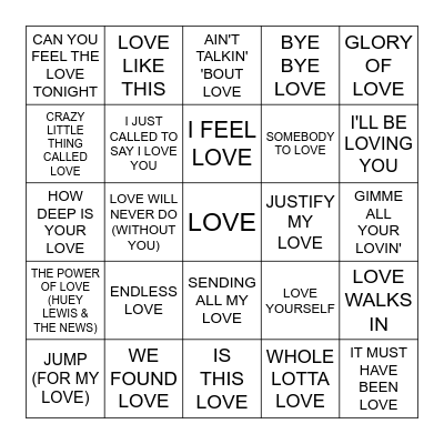 LOVE Bingo Card