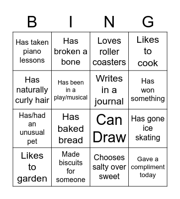 Get to Know You Bingo Card