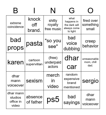 Dhar mann bingo v4.0 Bingo Card