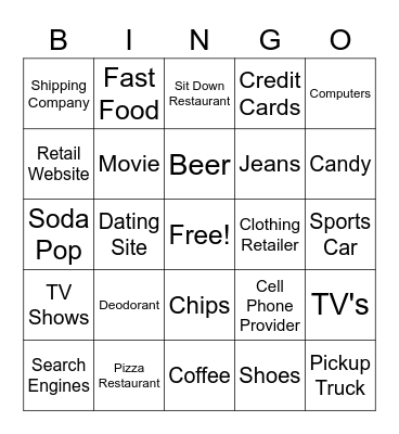 Advertisement Bingo Card