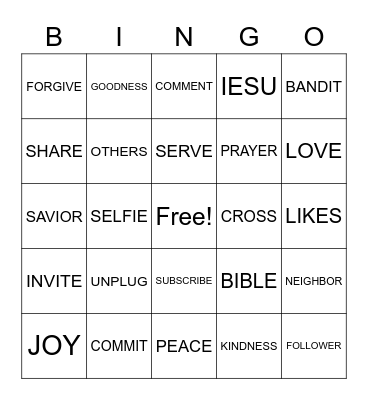 WHAT WOULD JESUS POST? Bingo Card