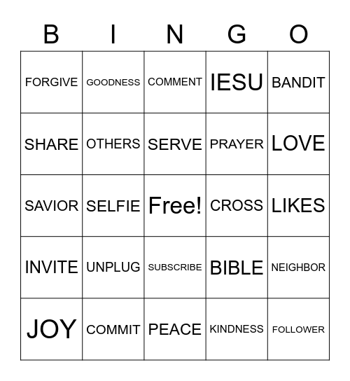 WHAT WOULD JESUS POST? Bingo Card