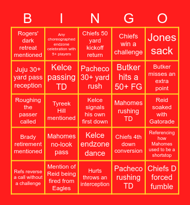 How bout dem CHIEEEFS bingo Card