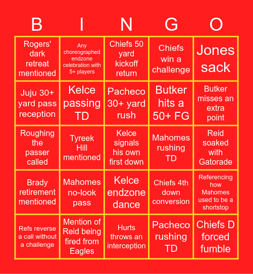 How bout dem CHIEEEFS bingo Card