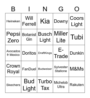 SUPER BOWL LVII Bingo Card