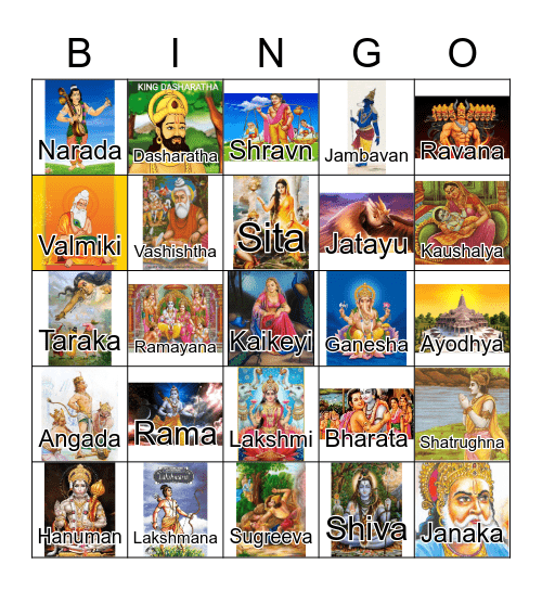 Ramayana Bingo Card