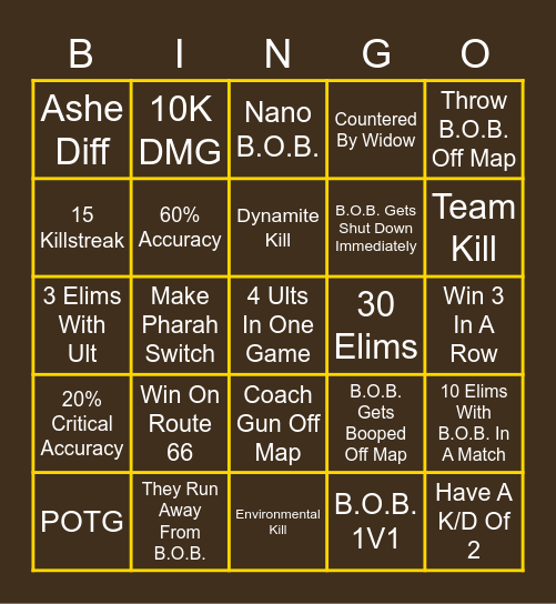 Ashe Bingo Card