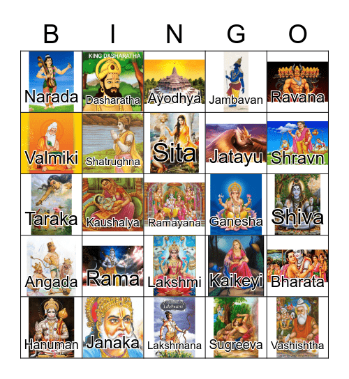 Ramayana Bingo Card