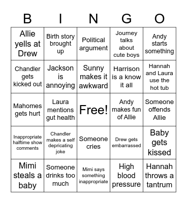 Superbowl 2023 Bingo Card