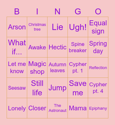 @happinessjhopee Bingo Card