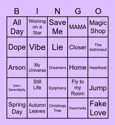 @PIEDJIMIM Bingo Card