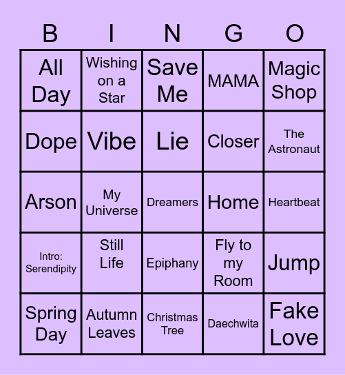 @PIEDJIMIM Bingo Card