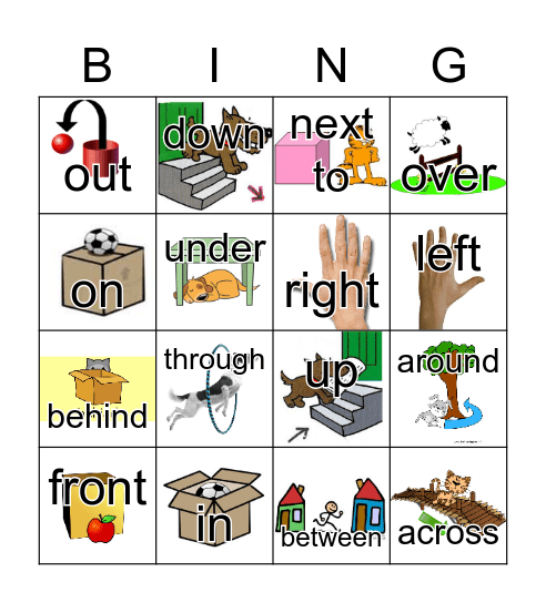 Preposition Bingo Card