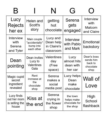 Valentines Movie Bingo Card