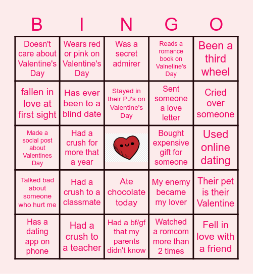 Valentine's Day Bingo 2023 Bingo Card