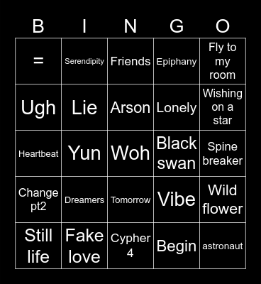 Minfirstlove Bingo Card