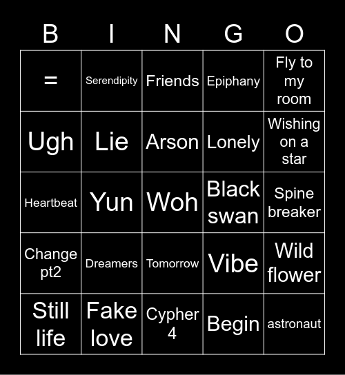 Minfirstlove Bingo Card